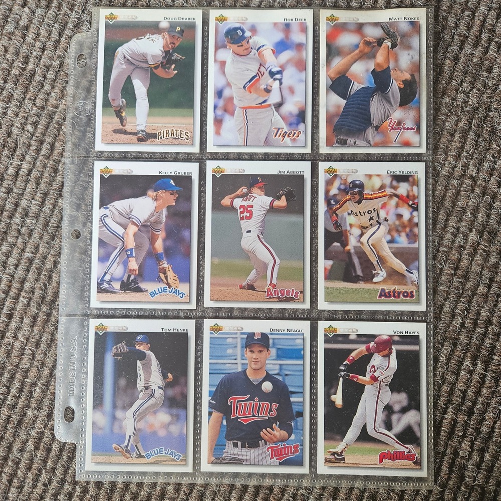 1991 Upper Deck Baseball Card Lot 9 Cards Jim Abbott Doug Drabek Rob Deer MLB